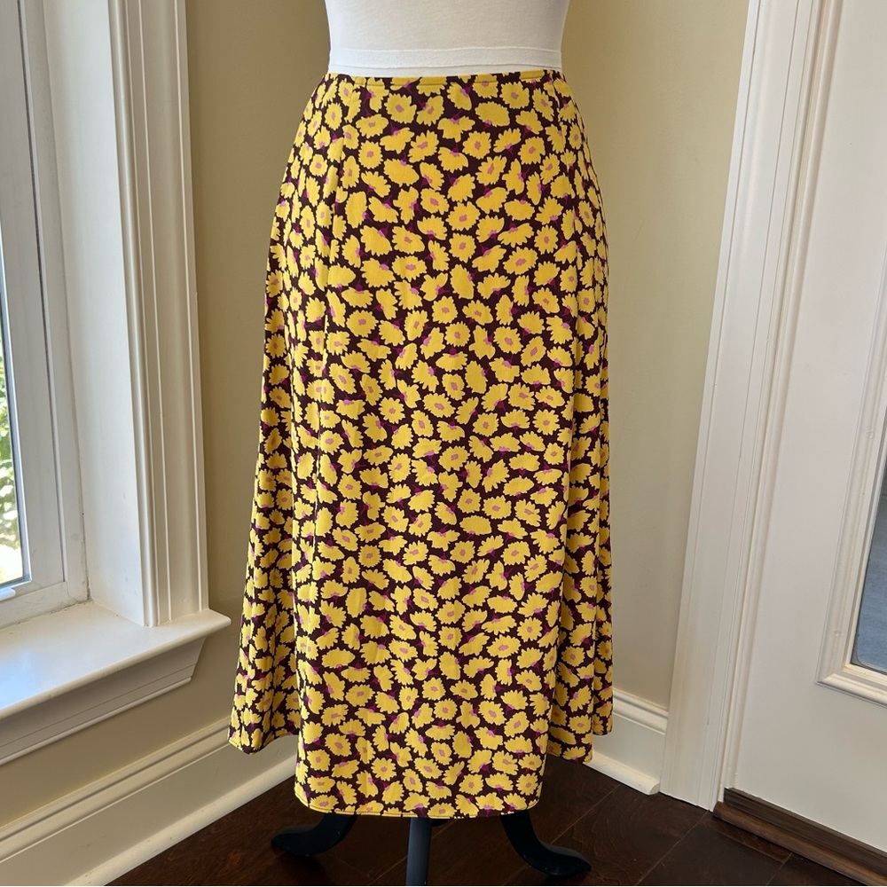 Kate Spade Sunny Bloom Yellow Floral Midi Skirt